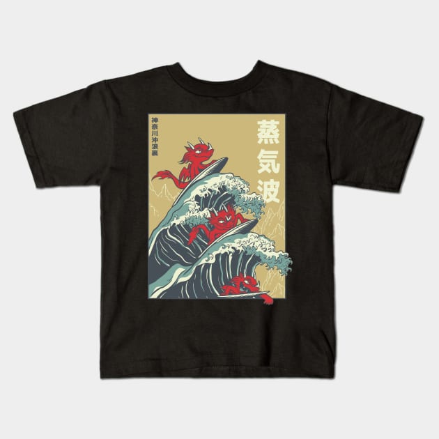Dragon Big Wave Kids T-Shirt by MimicGaming